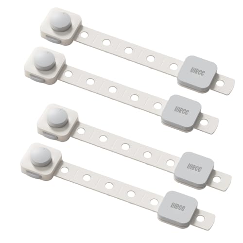 LILBEE Dual Locking Multi-Purpose Child Safety Locks I Baby Proofing Locks for Cabinets, Drawers, Fridge, Toilet Seats, Furniture | Pack of 4, White Color