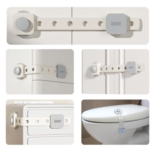 ✅ Lilbee Dual-Locking Child Safety Locks (Pack of 4) – Baby Proofing for Cabinets, Drawers, Fridge & Toilet Seats – White
