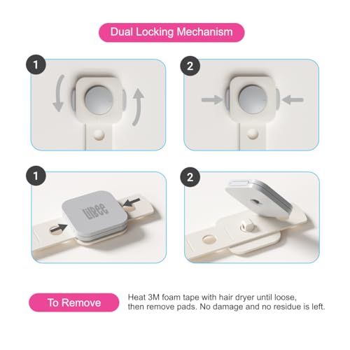 ✅ Lilbee Dual-Locking Child Safety Locks (Pack of 4) – Baby Proofing for Cabinets, Drawers, Fridge & Toilet Seats – White
