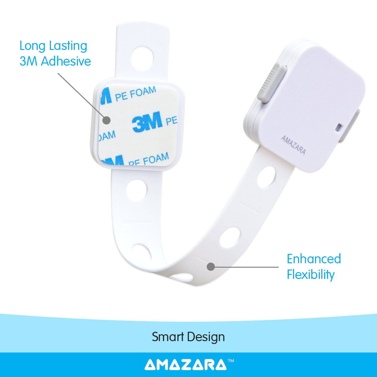 ✅ Amazara Child Safety Locks (Pack of 4) – Baby Proofing Cabinet, Drawer & Fridge Locks with 3M Adhesive – White