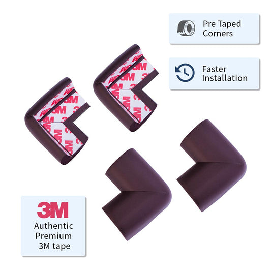 ✅ Amazara Edge Guard 6.5 ft + 4 Pre-Taped Corner Guards – Baby Proofing Safety Cushion Set (Brown)