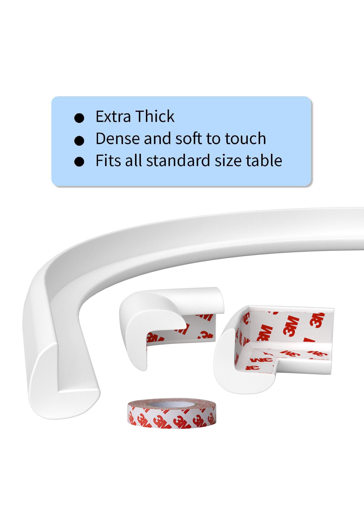 ✅ Amazara Baby Proofing Edge Guard (16.4 ft) + 8 Pre-Taped Corner Guards – Soft Furniture Safety Cushion Set – White