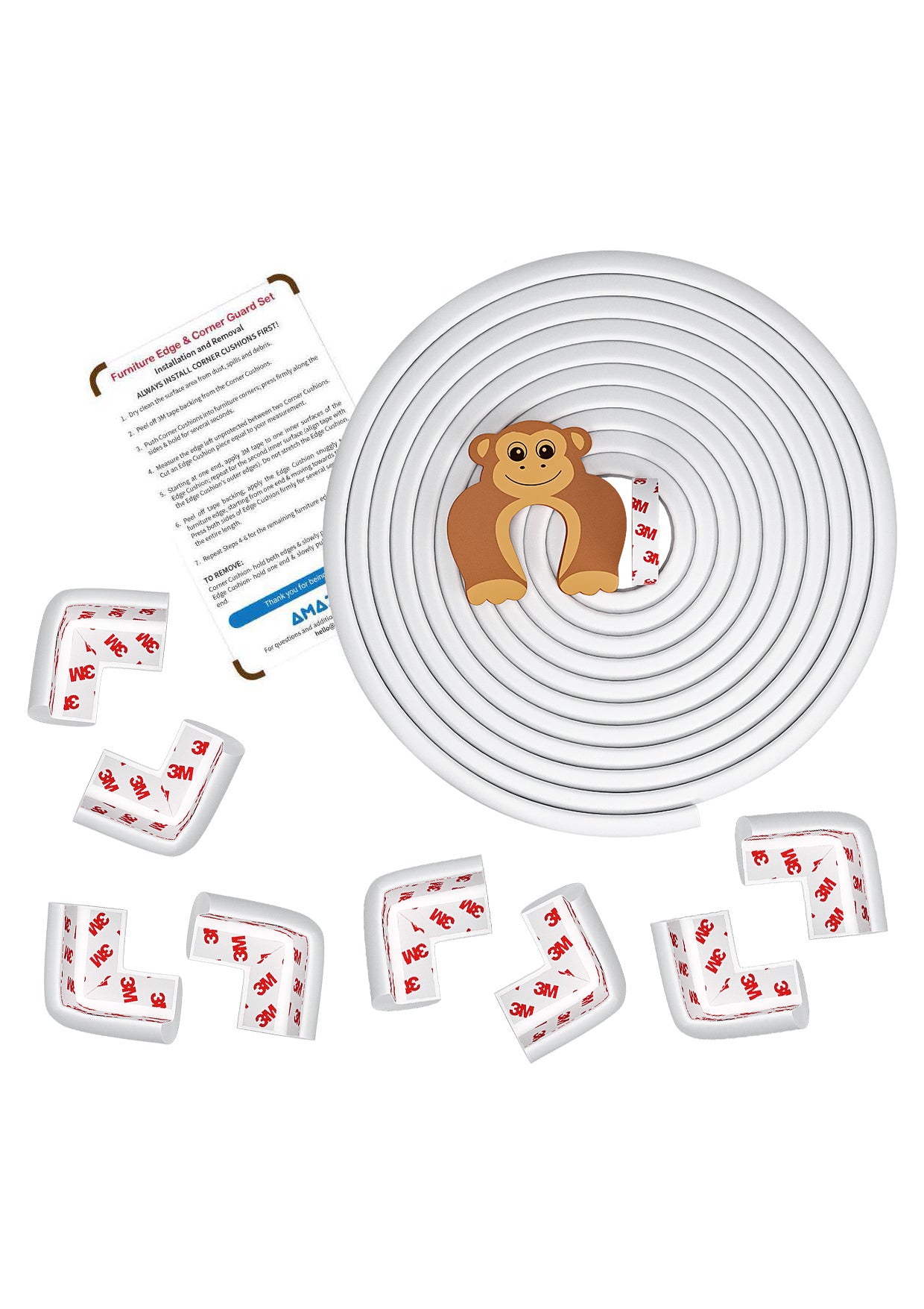 ✅ Amazara Baby Proofing Edge Guard (16.4 ft) + 8 Pre-Taped Corner Guards – Soft Furniture Safety Cushion Set – White