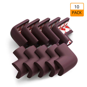 AMAZARA Baby Proofing Corner Guards I Pre-Taped Corner Protectors I Child Safety Edge Guards I 10 Pieces Brown